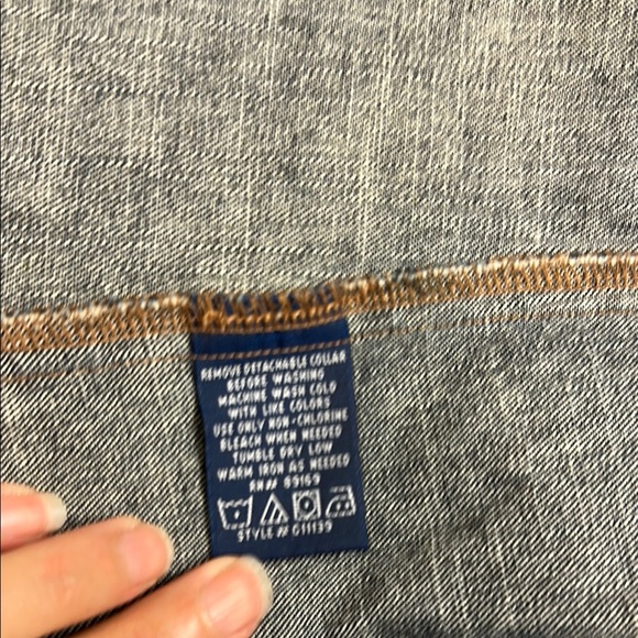 French Cuff Cream and Blue Jean Jacket with Cozy Edge - Picture 9 of 9